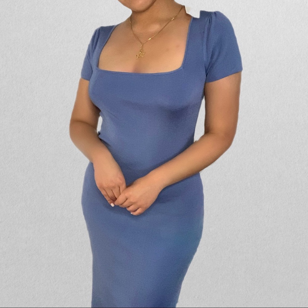 Blue bodycon maxi dress